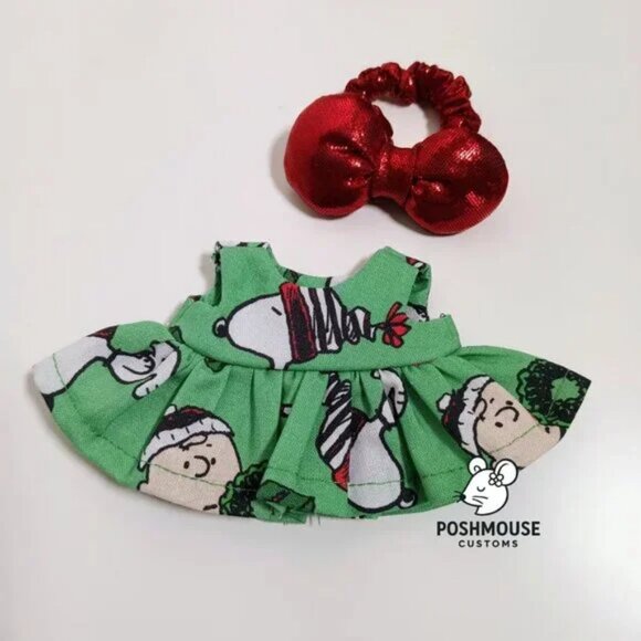 Peanuts Snoopy Holiday Christmas Dress with Bow Labubu Outfit - Picture 6 of 7